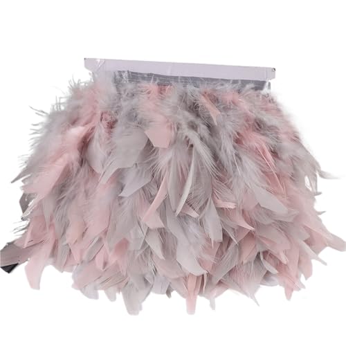 10 Meter Federbesatz mit Fransen, 10–15 cm, Federband, Kunsthandwerk, Kleidung, Kleid, Nähen, Federn, Dekoration für Bastelarbeiten Hochzeit Party Dekoration(Mixed pink Grey) von ZYFHYU