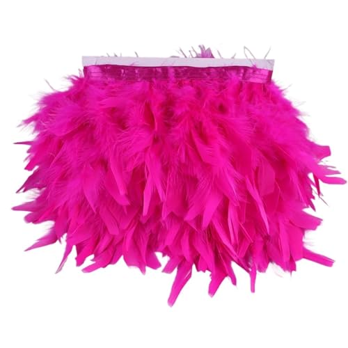 10 Meter Federbesatz mit Fransen, 10–15 cm, Federband, Kunsthandwerk, Kleidung, Kleid, Nähen, Federn, Dekoration für Bastelarbeiten Hochzeit Party Dekoration(Pink3) von ZYFHYU