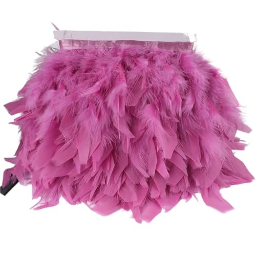 10 Meter Federbesatz mit Fransen, 10–15 cm, Federband, Kunsthandwerk, Kleidung, Kleid, Nähen, Federn, Dekoration für Bastelarbeiten Hochzeit Party Dekoration(Purple pink1) von ZYFHYU