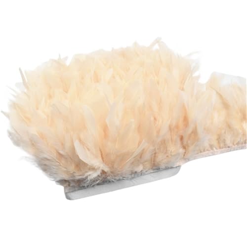 10 Meter Flauschige Federn, Quasten, Fransenbesatz, Band, Feder auf , Nähen, Besatz, Kleidung, Kleid, Dekoration für Bastelarbeiten Hochzeit Party Dekoration(23.Champagne) von ZYFHYU