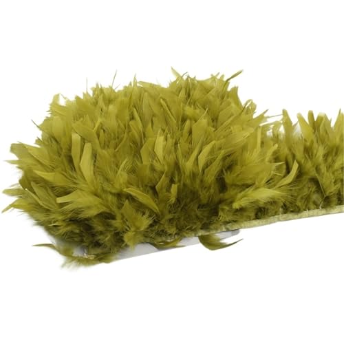 10 Meter Flauschige Federn, Quasten, Fransenbesatz, Band, Feder auf , Nähen, Besatz, Kleidung, Kleid, Dekoration für Bastelarbeiten Hochzeit Party Dekoration(26.Olive Green) von ZYFHYU