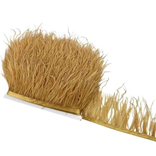 1M 5M 10M 8-10CM Straußenfedern Borten Band Rock DIY Kleidung for Basteln Federn für Bastelarbeiten Hochzeit Party Dekoration(26 Khaki,5 Meters) von ZYFHYU