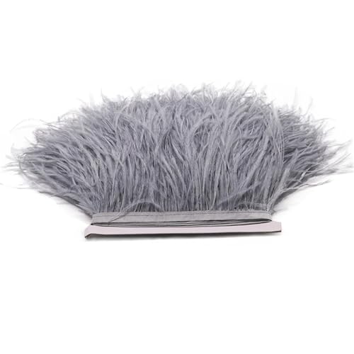 1M 5M 10M 8-10cm Straußenfederborte Band Mehrfarbige Feder for Nähen von Federn Basteln Kleid Kleidung Dekoration für Bastelarbeiten Hochzeit Party Dekoration(Light Gray,5M) von ZYFHYU