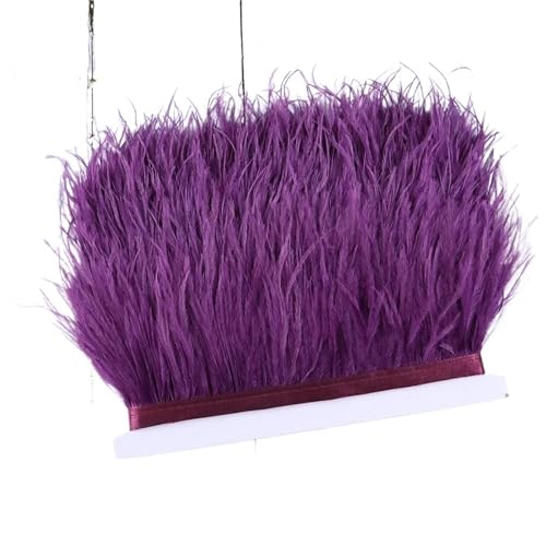 1M 5M 10M 8-10cm Straußenfederborte Band Mehrfarbige Feder for Nähen von Federn Basteln Kleid Kleidung Dekoration für Bastelarbeiten Hochzeit Party Dekoration(Purple2,1m) von ZYFHYU