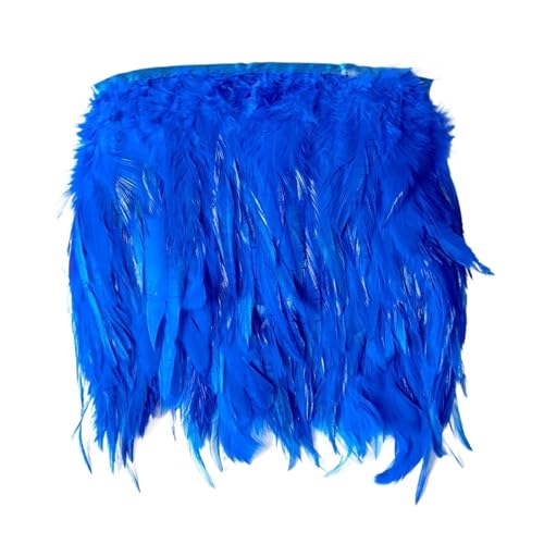 2 Meter Hahnenfederbesatz for Kleidung, Kleid, Nähzubehör, Federn, Band, Hochzeit, Karneval, Dekoration, , 10–15 cm für Bastelarbeiten Hochzeit Party Dekoration(Blue1) von ZYFHYU