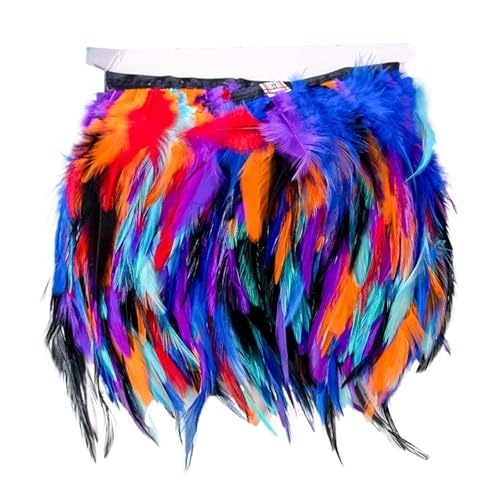 2 Meter Hahnenfederbesatz for Kleidung, Kleid, Nähzubehör, Federn, Band, Hochzeit, Karneval, Dekoration, , 10–15 cm für Bastelarbeiten Hochzeit Party Dekoration(Color Mixing) von ZYFHYU