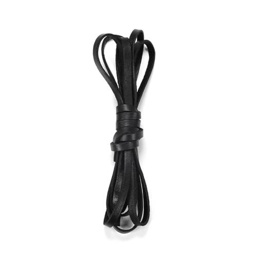 2 m flaches echtes Lederband, Seil, Riemen, Zubehör for die Herstellung von Armbändern und Halsketten mit Schmuckzubehör für Armbänder Halskette Schmuck(Black,4mm) von ZYFHYU