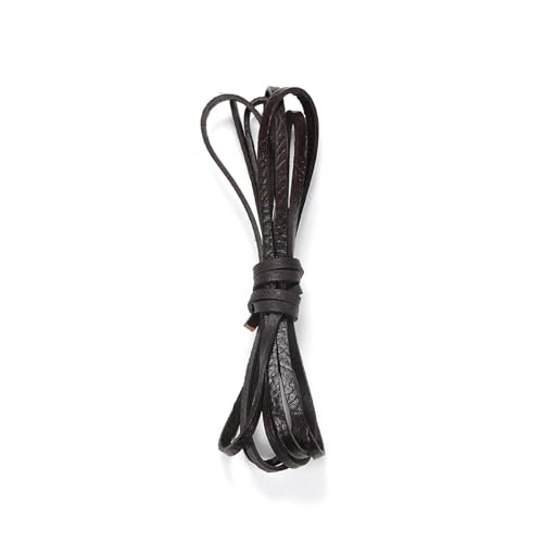 2 m flaches echtes Lederband, Seil, Riemen, Zubehör for die Herstellung von Armbändern und Halsketten mit Schmuckzubehör für Armbänder Halskette Schmuck(Deep Coffee,3mm) von ZYFHYU