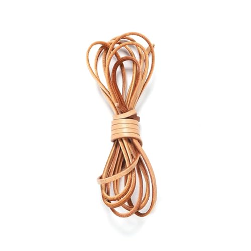 2 m flaches echtes Lederband, Seil, Riemen, Zubehör for die Herstellung von Armbändern und Halsketten mit Schmuckzubehör für Armbänder Halskette Schmuck(Khaki,6mm) von ZYFHYU