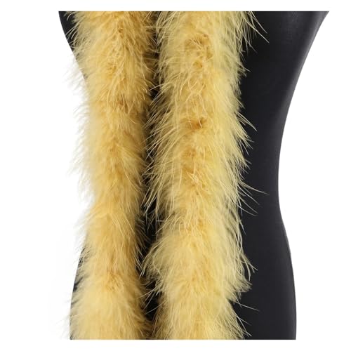 20 Gramm Truthahnfedern, weicher Federschal for Hochzeit, Kleidung, Dekoration, Schal, 2 Meter Federnbesatz für Bastelarbeiten Hochzeit Party Dekoration(Camel Yellow) von ZYFHYU