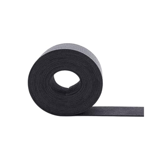 2M Lederband Streifen Lychee Muster Leder Gürtel Streifen Wrap einseitig Flache Schnur für Armbänder Halskette Schmuck(Black 3.75x0.15cm) von ZYFHYU