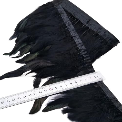 5/10 Meter 13-18CM Huhn Hahn Schwanz Federn Trims Streifen for Hochzeit Party Kleidung Feder Trim für Bastelarbeiten Hochzeit Party Dekoration(Black,5 Yards) von ZYFHYU