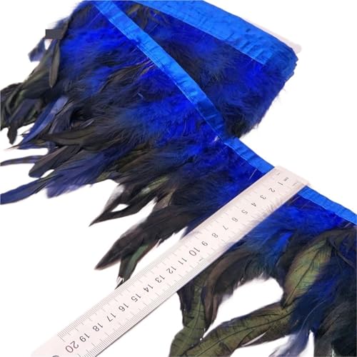 5/10 Meter 13-18CM Huhn Hahn Schwanz Federn Trims Streifen for Hochzeit Party Kleidung Feder Trim für Bastelarbeiten Hochzeit Party Dekoration(Blue,10 Yards) von ZYFHYU