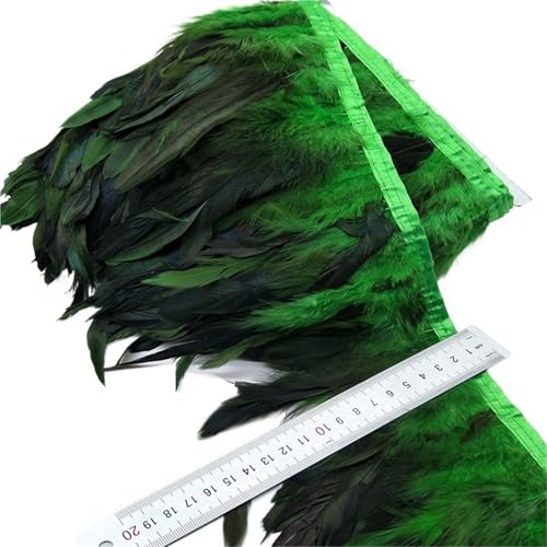 5/10 Meter 13-18CM Huhn Hahn Schwanz Federn Trims Streifen for Hochzeit Party Kleidung Feder Trim für Bastelarbeiten Hochzeit Party Dekoration(Green,5 Yards) von ZYFHYU