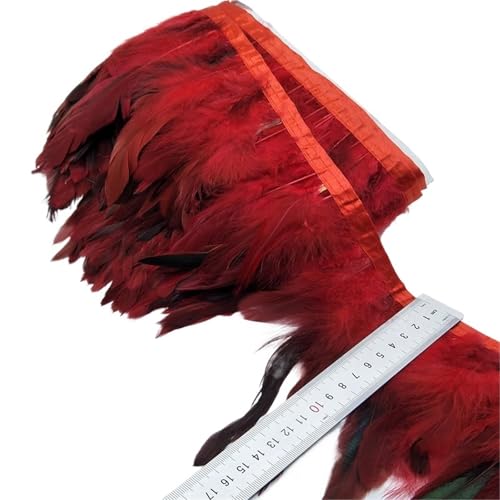 5/10 Meter 13-18CM Huhn Hahn Schwanz Federn Trims Streifen for Hochzeit Party Kleidung Feder Trim für Bastelarbeiten Hochzeit Party Dekoration(Red,10 Yards) von ZYFHYU
