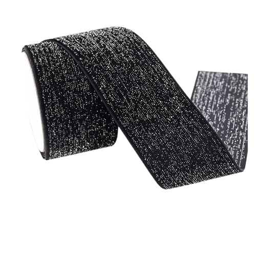 5/10 Yards Samtband mit Fäden Festival Geschenkbox Verpackung Band Schleifen 10/15/20/25/38mm für Bastelarbeiten, Geschenkverpackungen(38mm Silver wire,10 yards) von ZYFHYU