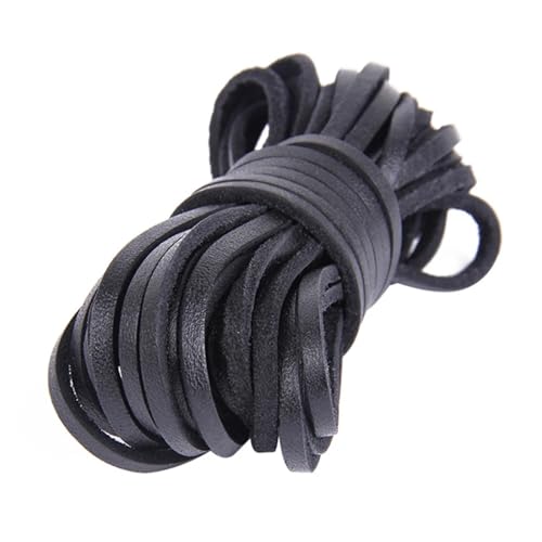 5 Meter Flache Kordel aus echtem Leder, Lederstreifen, Lederband, Zubehör for Lederarmbänder, Schmuckherstellung für Armbänder Halskette Schmuck(Black) von ZYFHYU