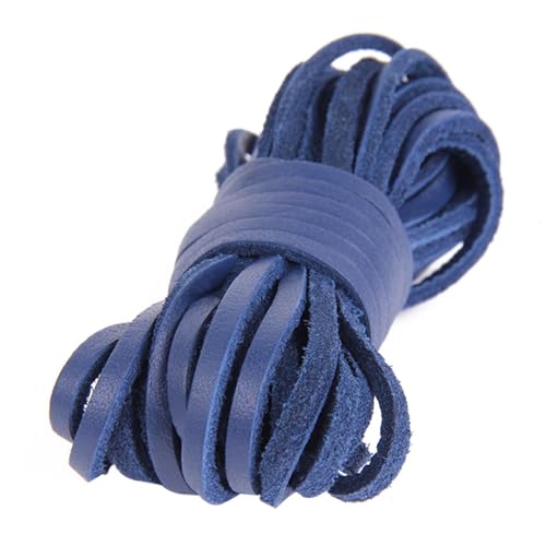 5 Meter Flache Kordel aus echtem Leder, Lederstreifen, Lederband, Zubehör for Lederarmbänder, Schmuckherstellung für Armbänder Halskette Schmuck(Blue) von ZYFHYU