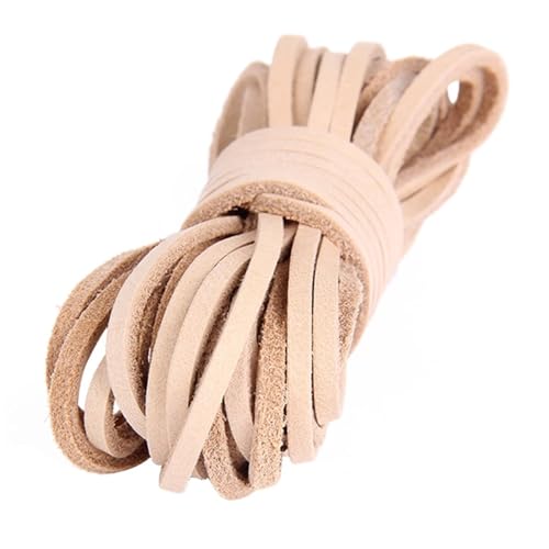 5 Meter Flache Kordel aus echtem Leder, Lederstreifen, Lederband, Zubehör for Lederarmbänder, Schmuckherstellung für Armbänder Halskette Schmuck(Cream) von ZYFHYU