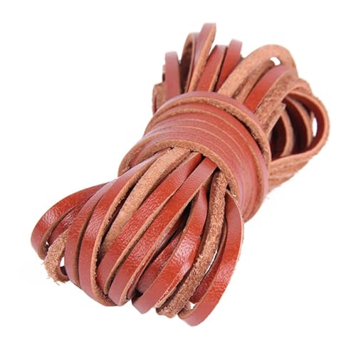 5 Meter Flache Kordel aus echtem Leder, Lederstreifen, Lederband, Zubehör for Lederarmbänder, Schmuckherstellung für Armbänder Halskette Schmuck(Dark Brown) von ZYFHYU