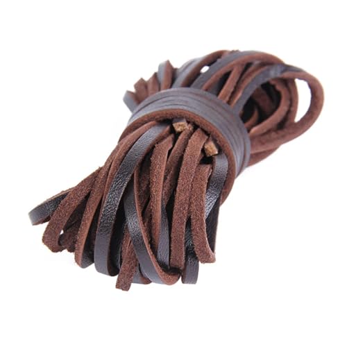 5 Meter Flache Kordel aus echtem Leder, Lederstreifen, Lederband, Zubehör for Lederarmbänder, Schmuckherstellung für Armbänder Halskette Schmuck(Dark Coffee) von ZYFHYU