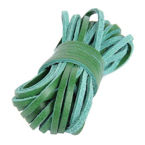 5 Meter Flache Kordel aus echtem Leder, Lederstreifen, Lederband, Zubehör for Lederarmbänder, Schmuckherstellung für Armbänder Halskette Schmuck(Dark Green) von ZYFHYU