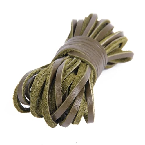 5 Meter Flache Kordel aus echtem Leder, Lederstreifen, Lederband, Zubehör for Lederarmbänder, Schmuckherstellung für Armbänder Halskette Schmuck(Green) von ZYFHYU
