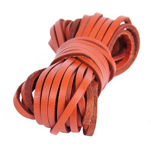 5 Meter Flache Kordel aus echtem Leder, Lederstreifen, Lederband, Zubehör for Lederarmbänder, Schmuckherstellung für Armbänder Halskette Schmuck(Orange) von ZYFHYU