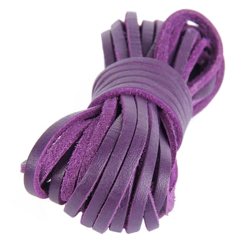 5 Meter Flache Kordel aus echtem Leder, Lederstreifen, Lederband, Zubehör for Lederarmbänder, Schmuckherstellung für Armbänder Halskette Schmuck(Purple) von ZYFHYU