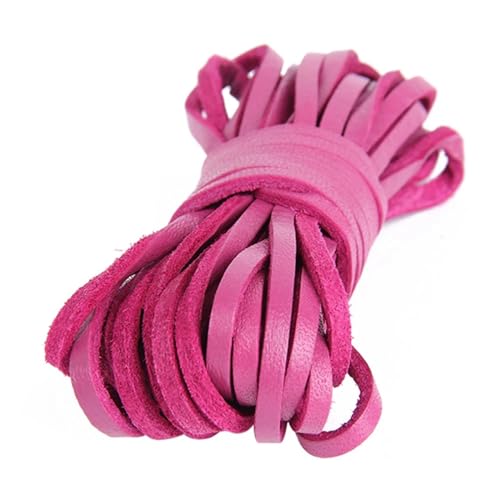 5 Meter Flache Kordel aus echtem Leder, Lederstreifen, Lederband, Zubehör for Lederarmbänder, Schmuckherstellung für Armbänder Halskette Schmuck(Rose red) von ZYFHYU