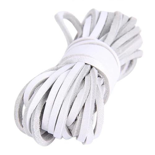 5 Meter Flache Kordel aus echtem Leder, Lederstreifen, Lederband, Zubehör for Lederarmbänder, Schmuckherstellung für Armbänder Halskette Schmuck(White) von ZYFHYU