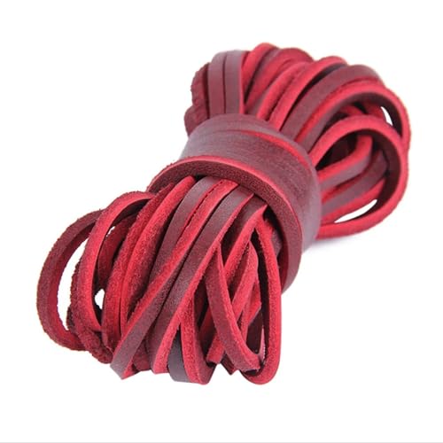5 Meter Flache Kordel aus echtem Leder, Lederstreifen, Lederband, Zubehör for Lederarmbänder, Schmuckherstellung für Armbänder Halskette Schmuck(Wine red) von ZYFHYU