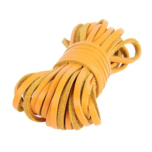 5 Meter Flache Kordel aus echtem Leder, Lederstreifen, Lederband, Zubehör for Lederarmbänder, Schmuckherstellung für Armbänder Halskette Schmuck(Yellow) von ZYFHYU