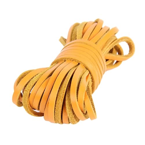 5 Meter Flache Kordel aus echtem Leder, Lederstreifen, Lederband, Zubehör for Lederarmbänder, Schmuckherstellung für Armbänder Halskette Schmuck(Yellow) von ZYFHYU