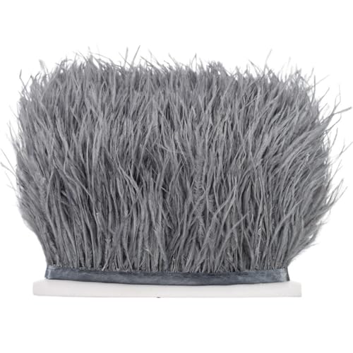 8–10 cm Straußenfederbesatz for Handarbeiten und Kunsthandwerk, Federrockdekoration, Federn, Bandfransen für Bastelarbeiten Hochzeit Party Dekoration(Dark Grey,5Meters) von ZYFHYU