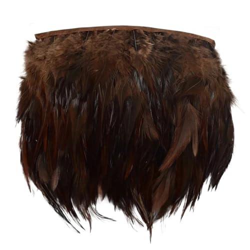 Fasanenfedern, Fransen, Hahnenfedern, Borten for Schal, Kleidung, Band, Nähen, Schmuck, Kunsthandwerk, Dekoration für Bastelarbeiten Hochzeit Party Dekoration(Dark Brown,5 Meters) von ZYFHYU