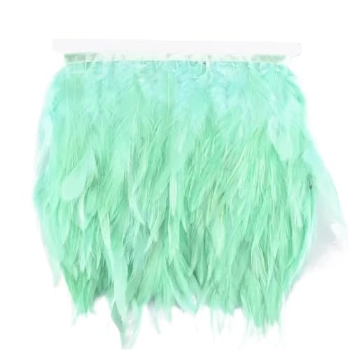 Fasanenfedern, Fransen, Hahnenfedern, Borten for Schal, Kleidung, Band, Nähen, Schmuck, Kunsthandwerk, Dekoration für Bastelarbeiten Hochzeit Party Dekoration(Mint Green,10 Meters) von ZYFHYU