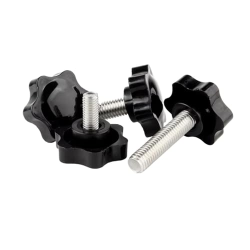 Kupferkern M5 M6 M8 Kohlenstoffstahl Handknopfschrauben Bolzen Kunststoff Sternförmiger Kopf Gewinde Klemm Daumengriff Maschinenschraubenbolzen für Werkzeugmaschinen Möbelgriff(10PCS,M5x12 D25) von ZYFHYU