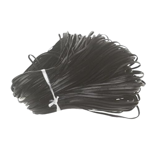 ZYFHYU 100 m Echtlederstreifen, geflochtenes flaches Lederband, Seil for Selbermachen von Halsketten, Armbändern, Schmuckherstellung, DIY-Zubehör für Armbänder Halskette Schmuck(Black) von ZYFHYU