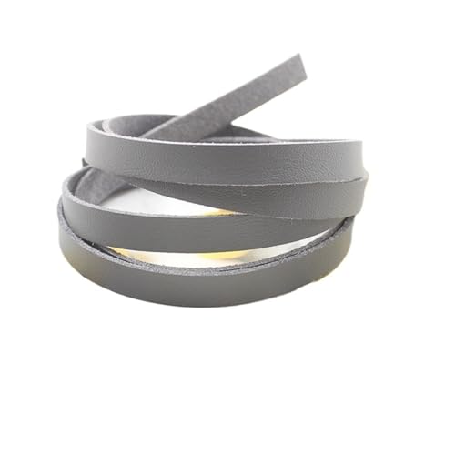 ZYFHYU 1meter 10MM Flache Leder Bunte Lederband Schnur String Seil DIY Halskette Armband Machen für Armbänder Halskette Schmuck(Dark Gray) von ZYFHYU