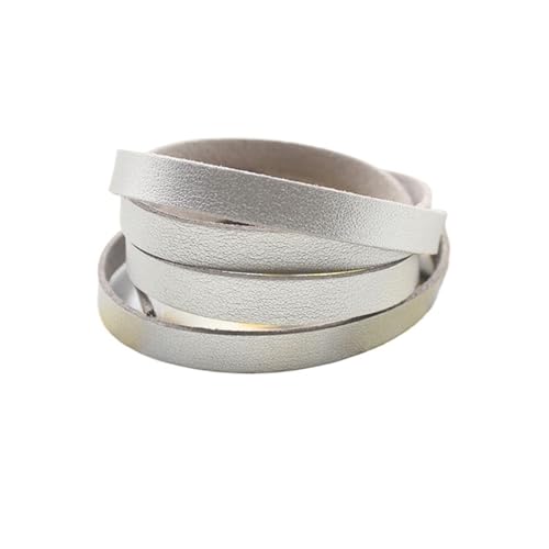 ZYFHYU 1meter 10MM Flache Leder Bunte Lederband Schnur String Seil DIY Halskette Armband Machen für Armbänder Halskette Schmuck(Siver) von ZYFHYU