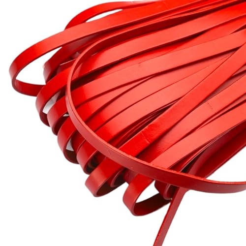 ZYFHYU 2 Meter Echtleder Kordel Streifen Flachseil Schnur DIY Vintage Armband Halskette Geflochten Handwerk Schmuckherstellung 10x2mm für Armbänder Halskette Schmuck(Red) von ZYFHYU