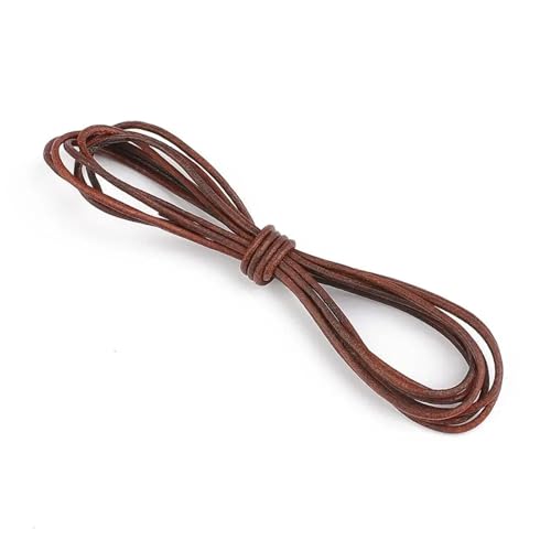 ZYFHYU 2m Vintage Echtleder Kordel Streifen rund/flach Seil Schnur DIY Armband Halskette geflochten Handwerk Schmuckherstellung für Armbänder Halskette Schmuck(Round 2mm) von ZYFHYU