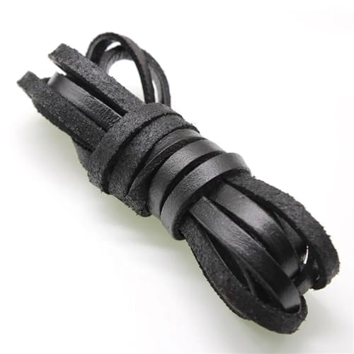 ZYFHYU 2m schwarzes echtes Lederband, rund, flach, Lederseil, passend for Halsketten, Armbänder, DIY Schmuckherstellung für Armbänder Halskette Schmuck(Flat 10x2mm) von ZYFHYU