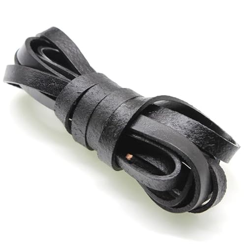 ZYFHYU 2m schwarzes echtes Lederband, rund, flach, Lederseil, passend for Halsketten, Armbänder, DIY Schmuckherstellung für Armbänder Halskette Schmuck(Flat 12x2mm) von ZYFHYU
