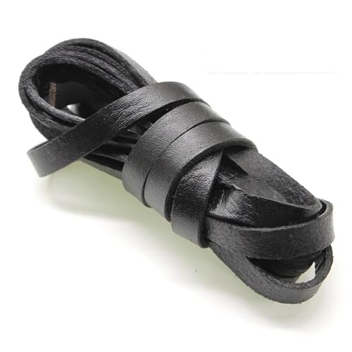 ZYFHYU 2m schwarzes echtes Lederband, rund, flach, Lederseil, passend for Halsketten, Armbänder, DIY Schmuckherstellung für Armbänder Halskette Schmuck(Flat 7x2mm) von ZYFHYU