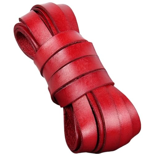 ZYFHYU 2meter Rot Retro Lederband Flach/Rund Leder Schnur String Seil DIY Armband Machen für Armbänder Halskette Schmuck(Flat 12x2mm) von ZYFHYU