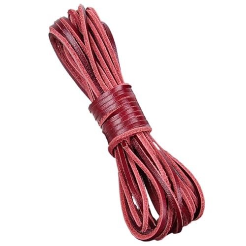 ZYFHYU 2meter Rot Retro Lederband Flach/Rund Leder Schnur String Seil DIY Armband Machen für Armbänder Halskette Schmuck(Flat 2x2mm) von ZYFHYU