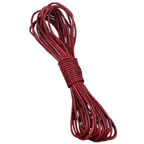 ZYFHYU 2meter Rot Retro Lederband Flach/Rund Leder Schnur String Seil DIY Armband Machen für Armbänder Halskette Schmuck(Round 1.5mm) von ZYFHYU