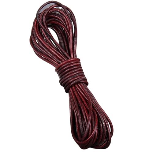 ZYFHYU 2meter Rot Retro Lederband Flach/Rund Leder Schnur String Seil DIY Armband Machen für Armbänder Halskette Schmuck(Round 2mm) von ZYFHYU